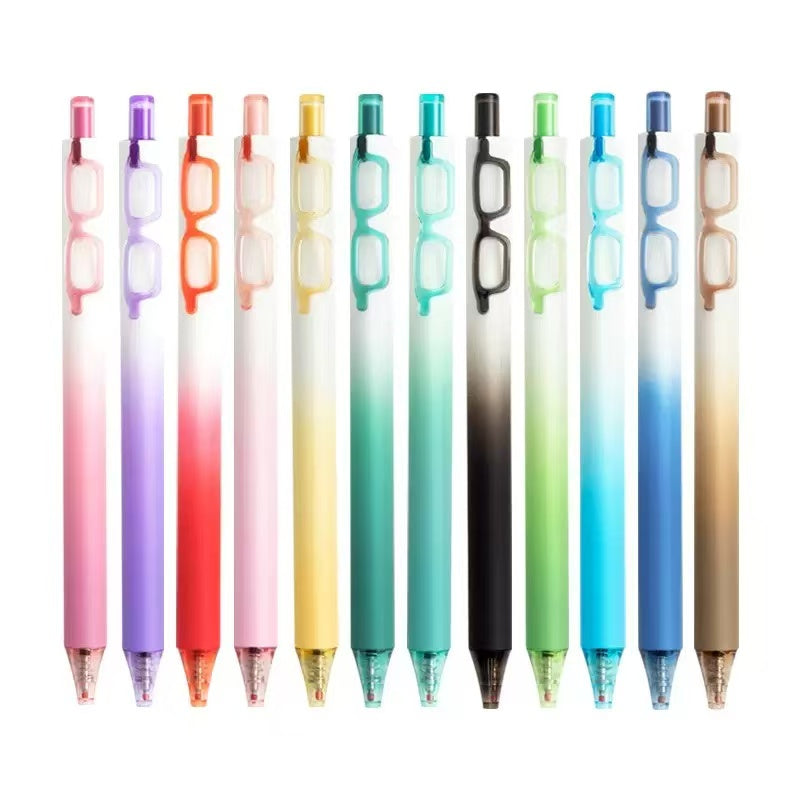 DOMI Glasses Clip Coloured Gel Pen Set – 12 Colours