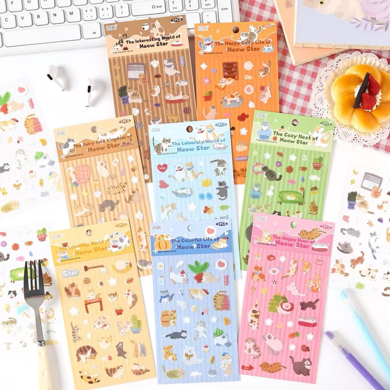 Meow Paradise Series Foil Washi Stickers