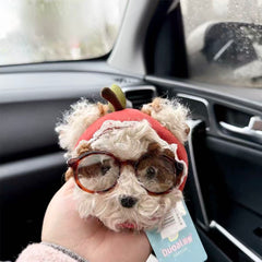 Apple Hat Plush Puppy Keychain