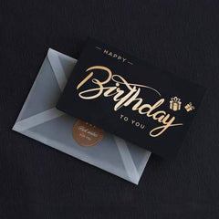 Black Foil Birthday Greeting Card Set with Envelope & Seal Sticker