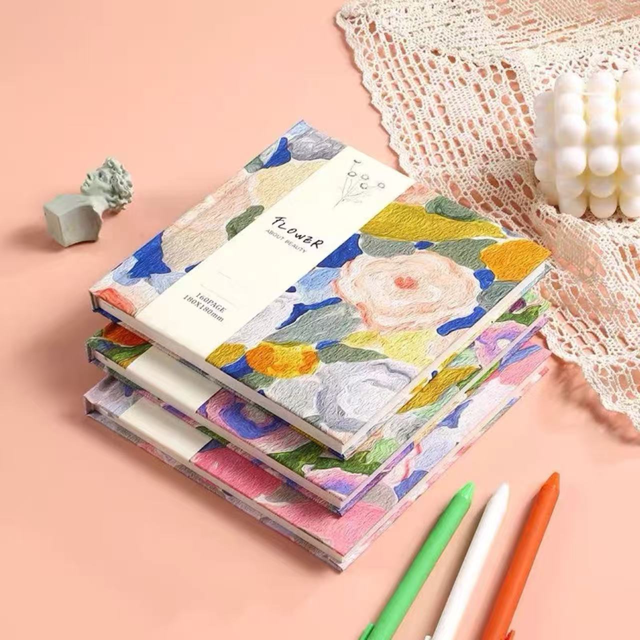 Floral Fabric Hardcover Blank Journal 80 Sheets Assorted