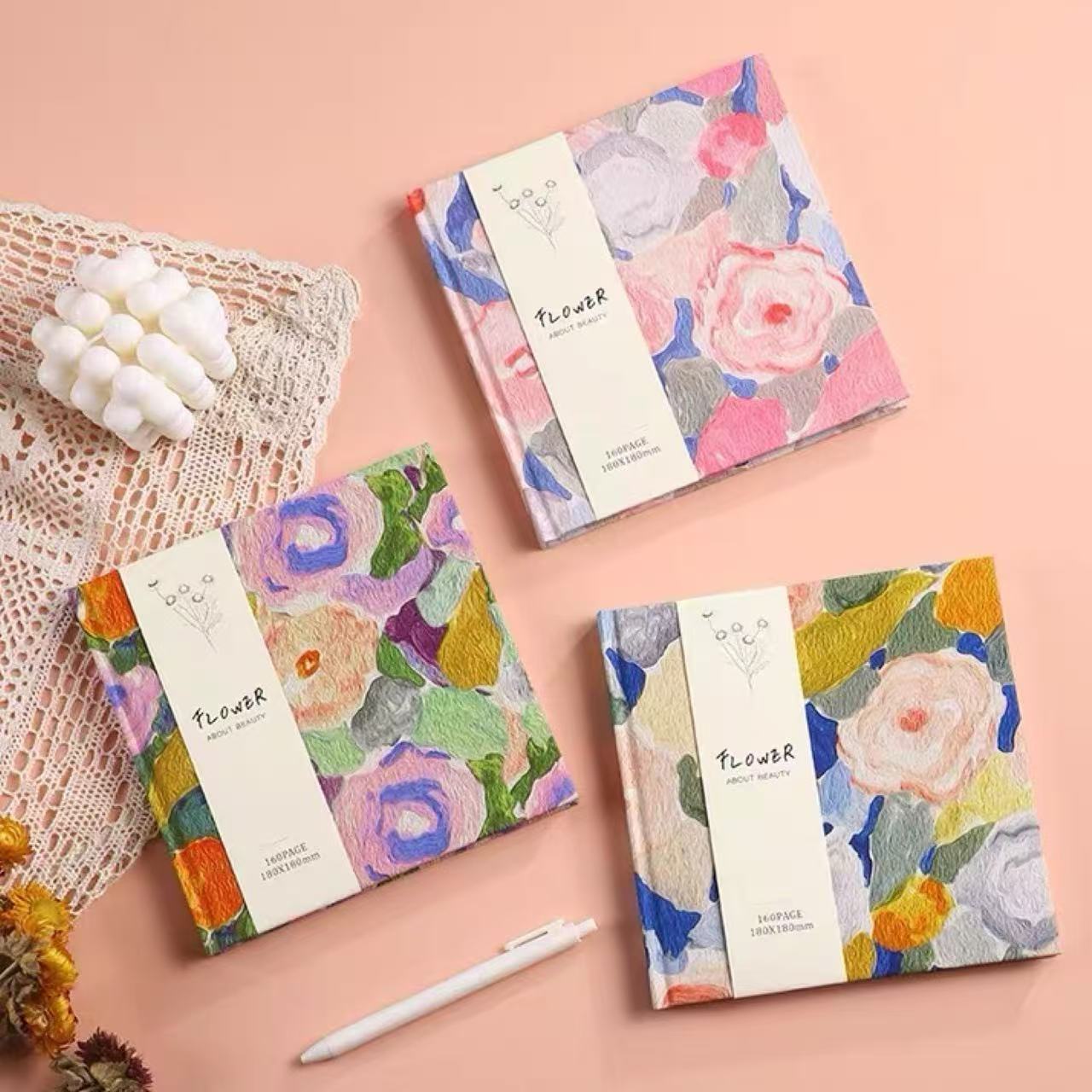 Floral Fabric Hardcover Blank Journal 80 Sheets Assorted