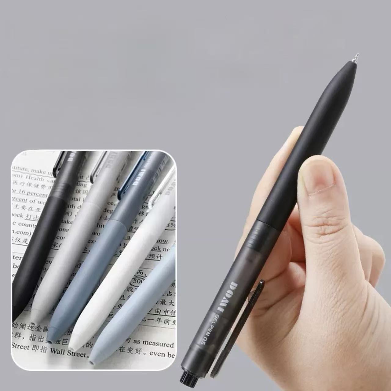 DOMI Silent Click Retractable Gel Pen 0.5mm Black Ink  Assorted