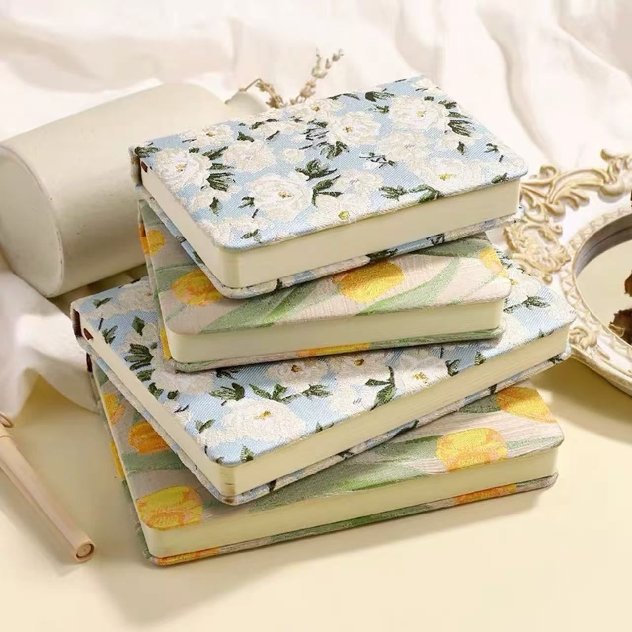 Embroidered Fabric Journal A6/B6 132 Sheets – Gardenia