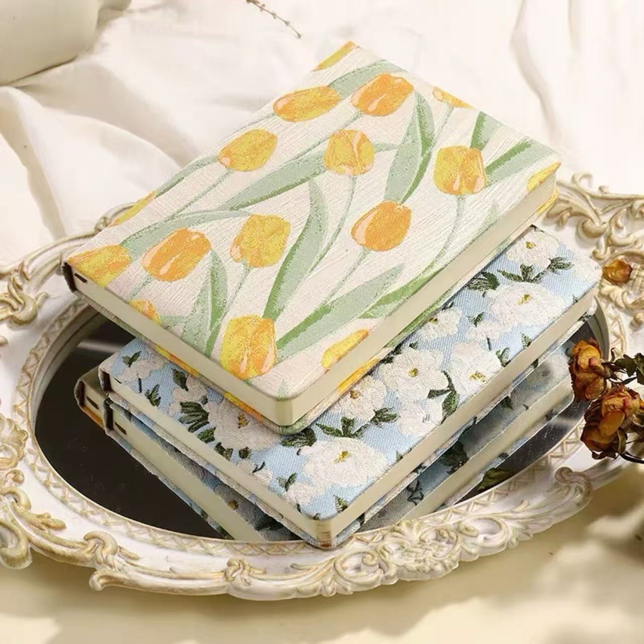Embroidered Fabric Journal A6/B6 132 Sheets – Tulip