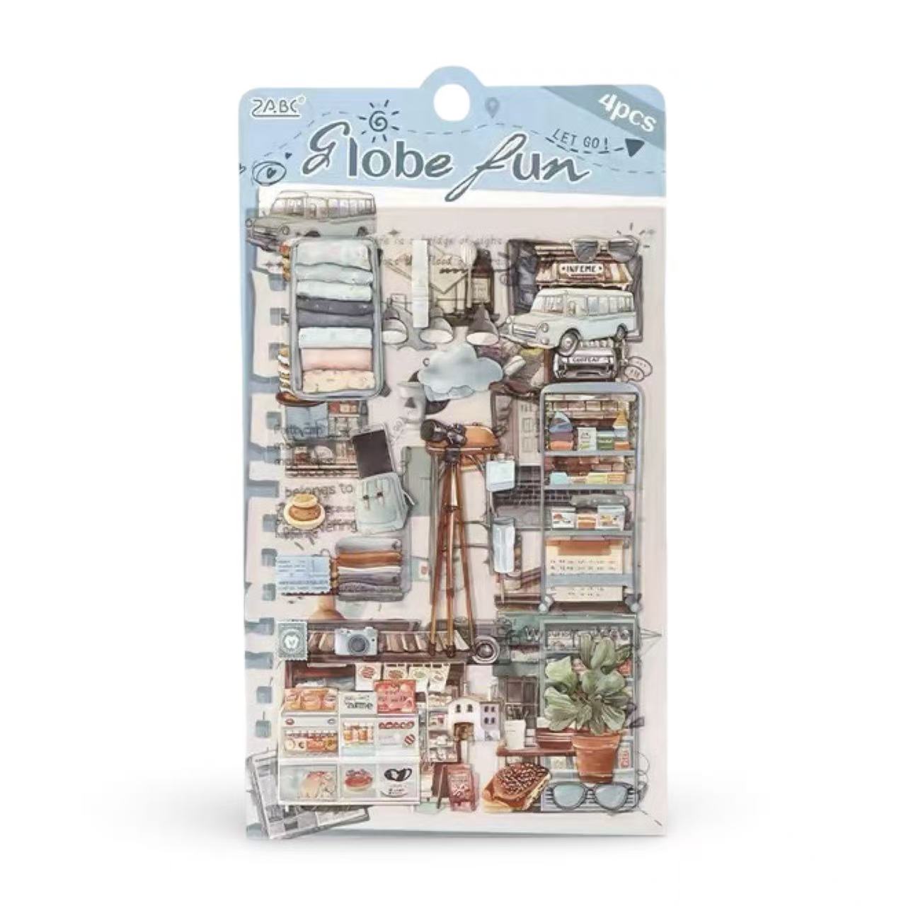 Travel Journal PVC Waterproof Sticker Set 4 Sheets
