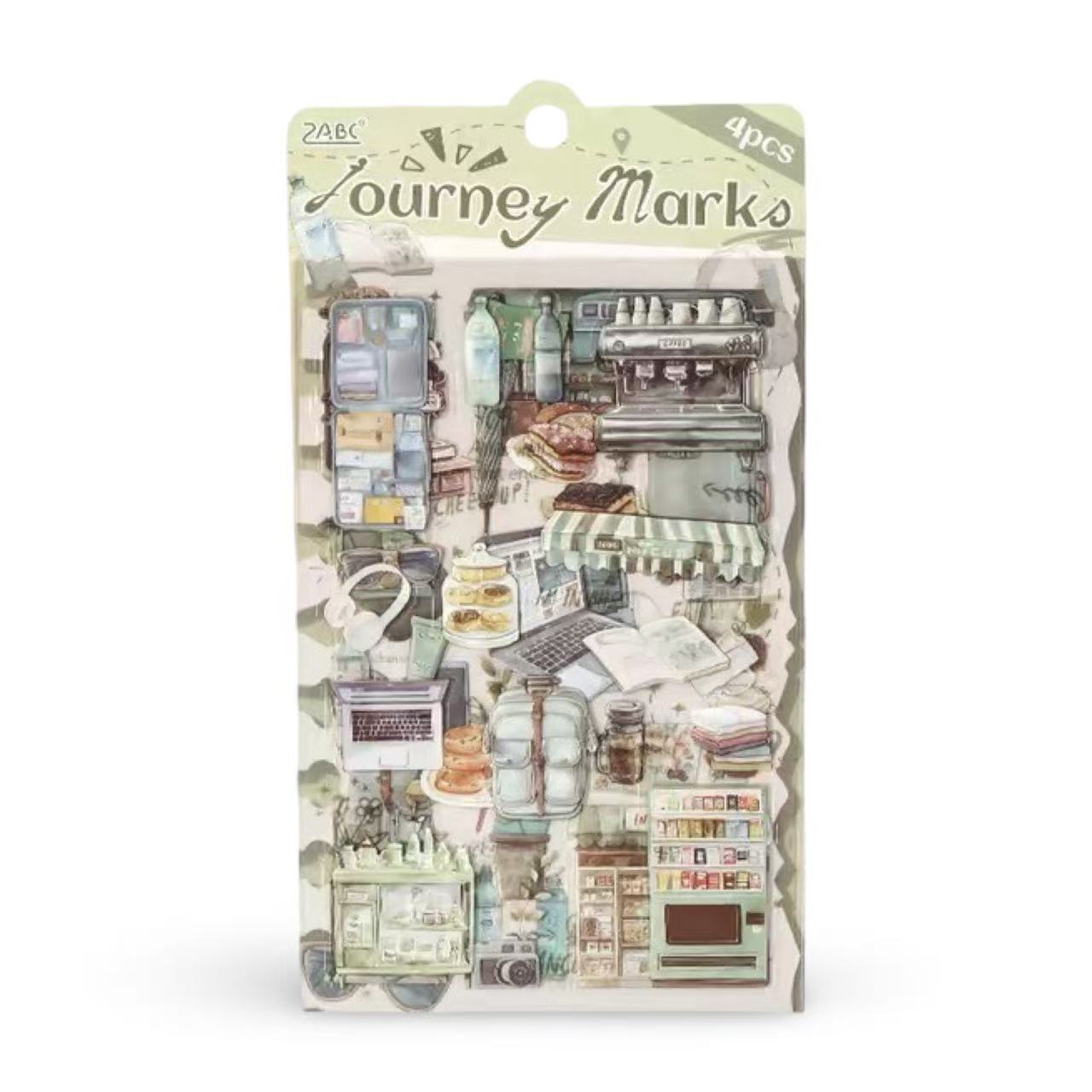Travel Journal PVC Waterproof Sticker Set 4 Sheets