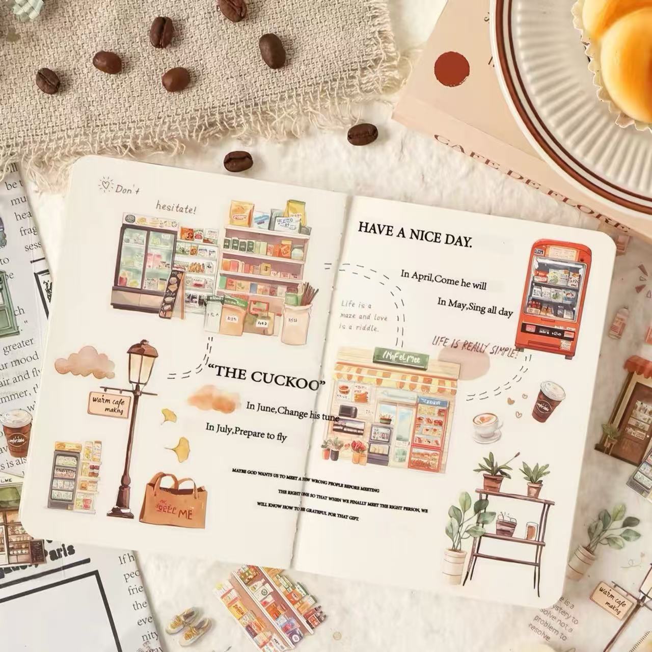 Travel Journal PVC Waterproof Sticker Set 4 Sheets