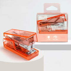 Transparent Mini Stapler with 830 Staples Set – Orange