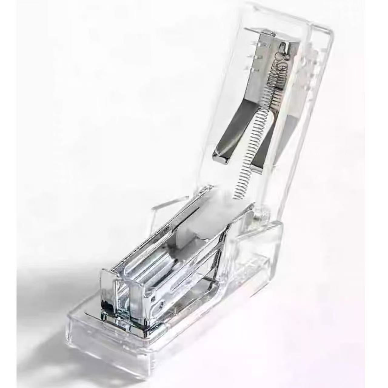 Transparent Mini Stapler with 830 Staples Set – White