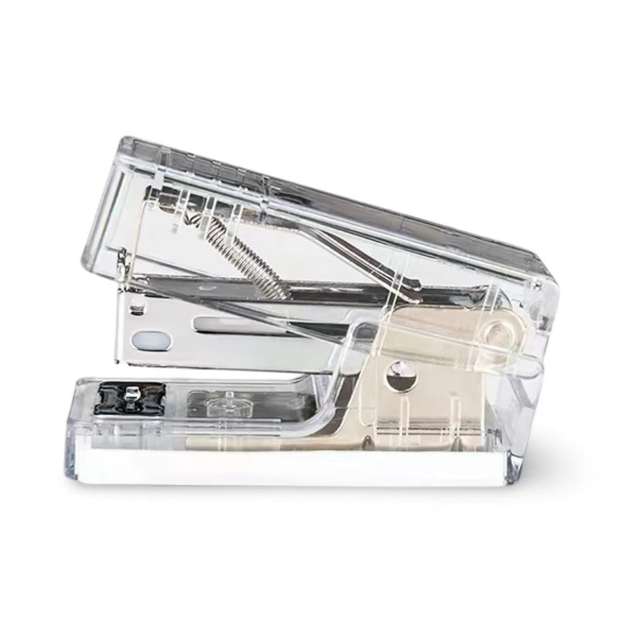 Transparent Mini Stapler with 830 Staples Set – White
