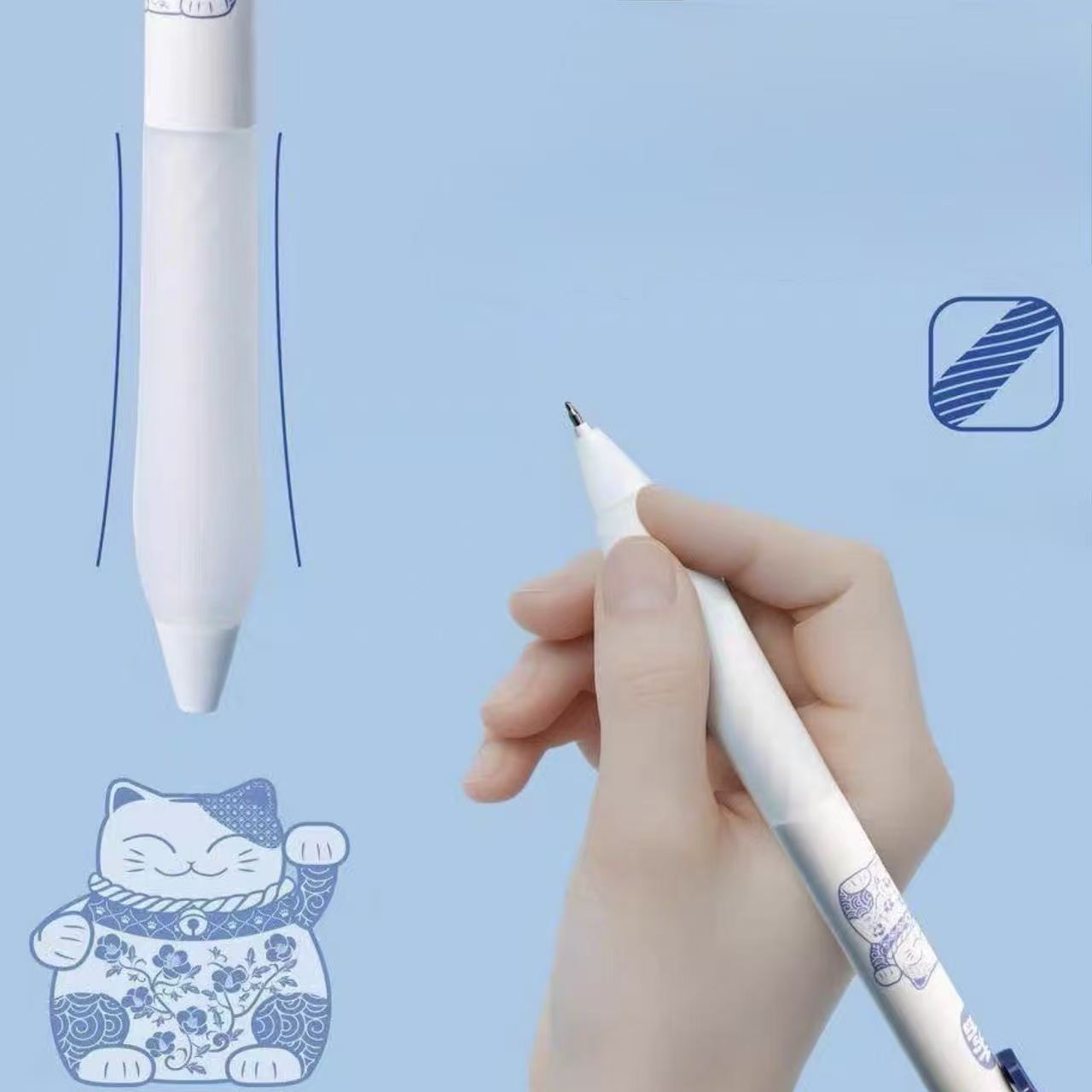 DOMI × Lucky Cat Erasable Gel Pen 0.5mm Blue Ink Assorted