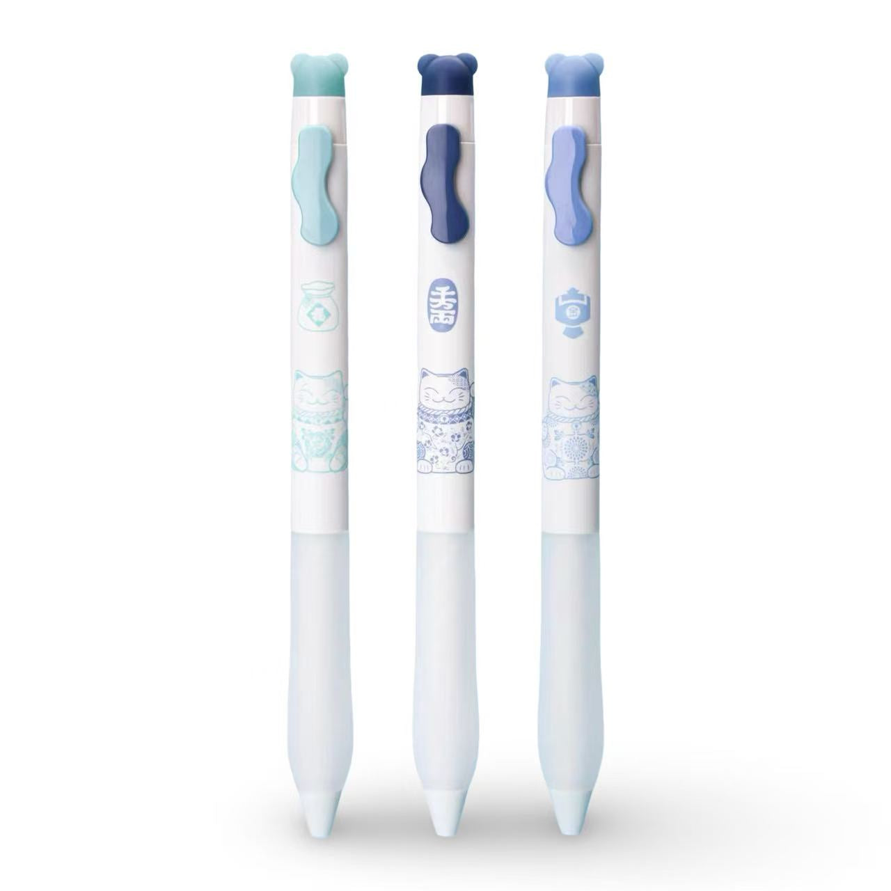 DOMI × Lucky Cat Erasable Gel Pen 0.5mm Blue Ink Assorted