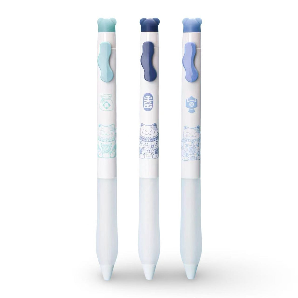 DOMI × Lucky Cat Erasable Gel Pen 0.5mm Blue Ink Assorted