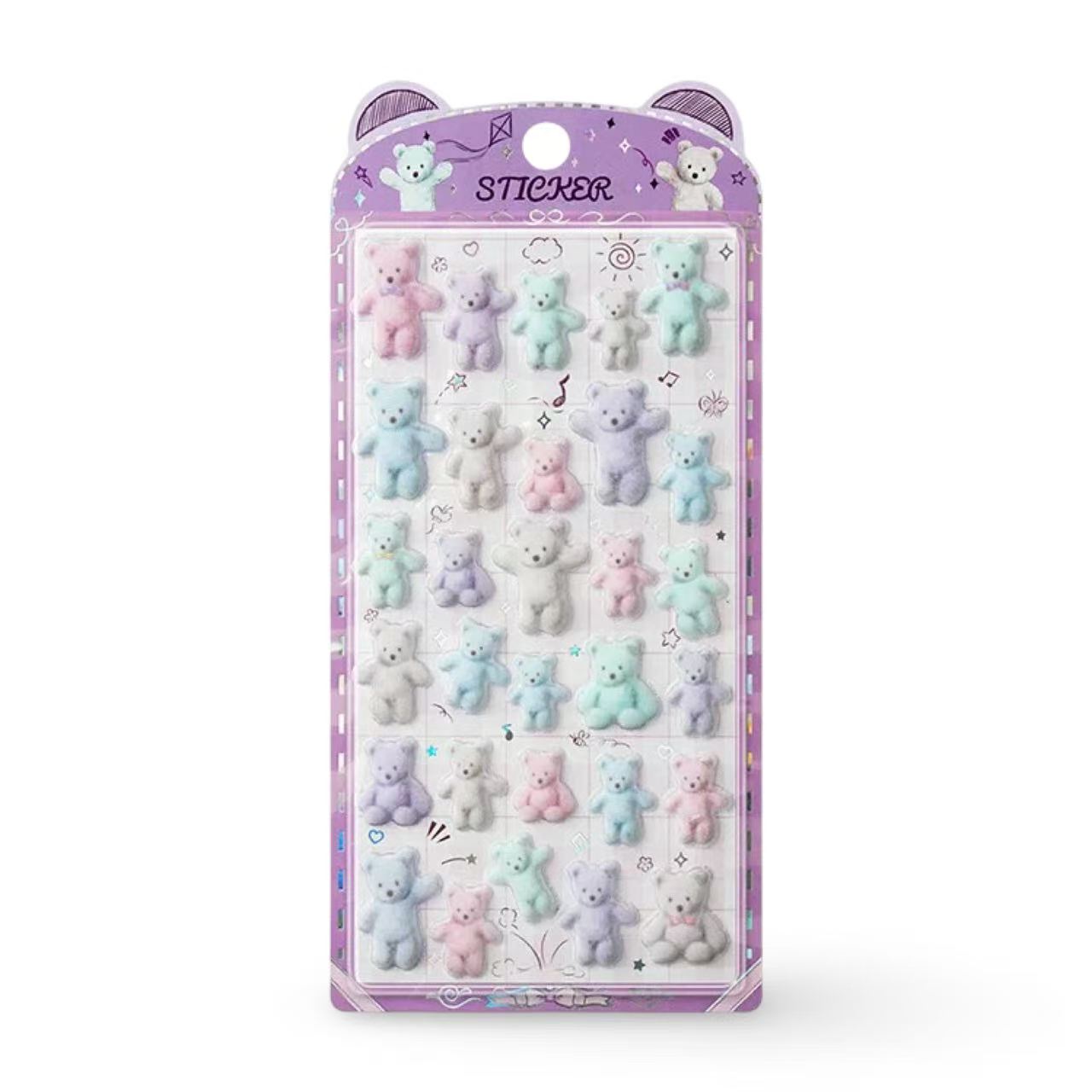 3D Flocked Bear Puffy Stickers