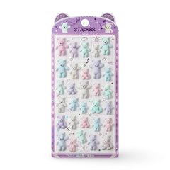 3D Flocked Bear Puffy Stickers