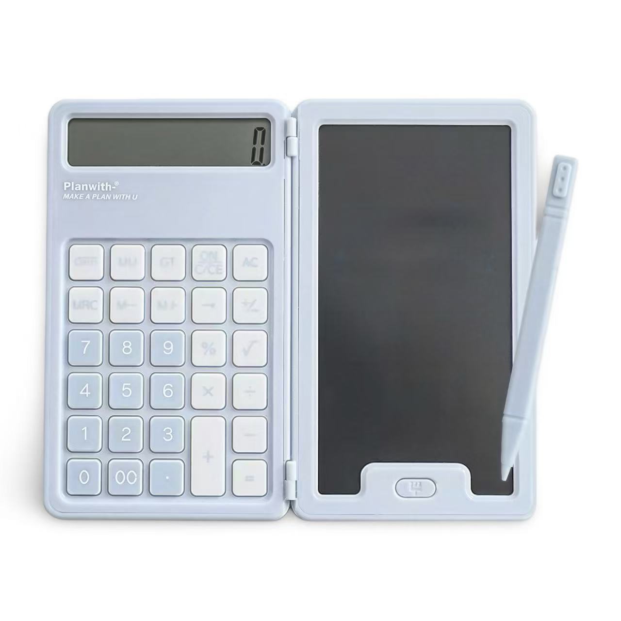 Planwith 2-in-1 Electronic Calculator & Writing Tablet – Blue