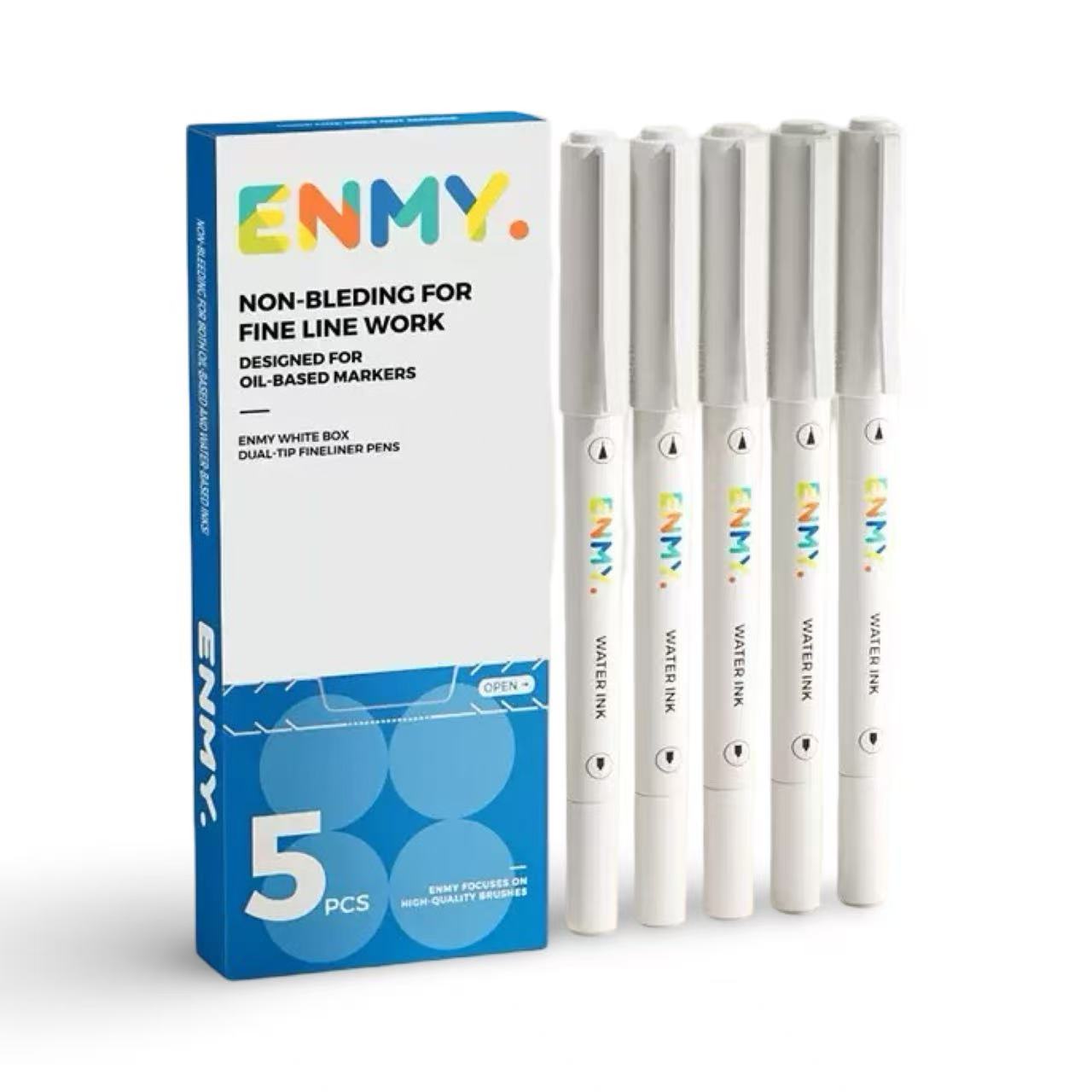 ENMY Dual-Tip Fineliner Pens 5pcs – Oil-Based Markers