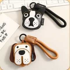 Leather Puppy Keyring-Black