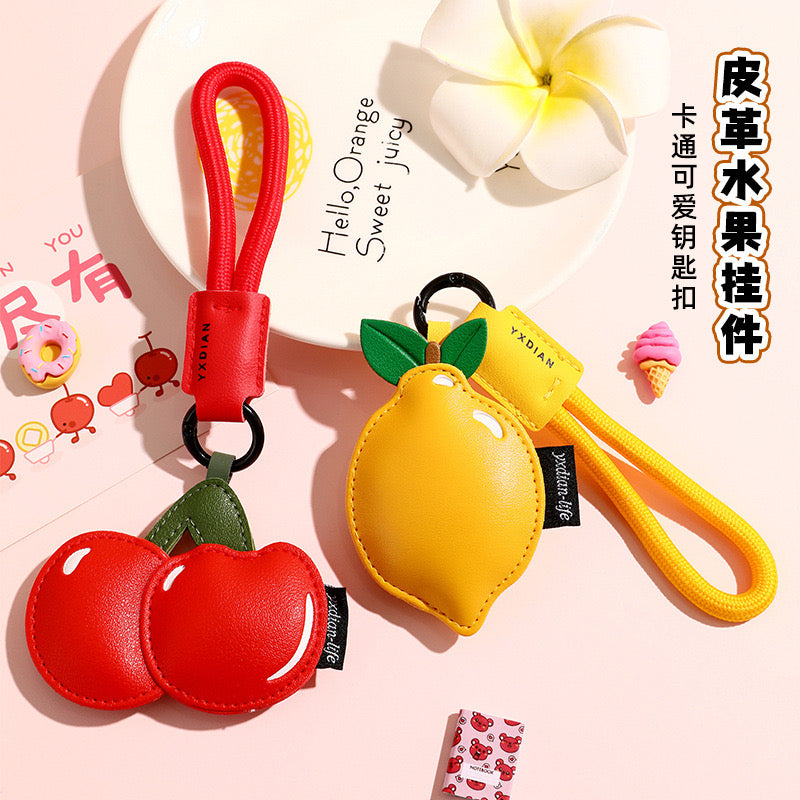 Leather Fruit Keyring-Peach
