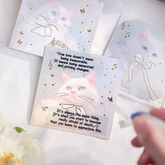 Mr. Paper Cat-Themed Gold Foil Sticky Notes – 60 Sheets
