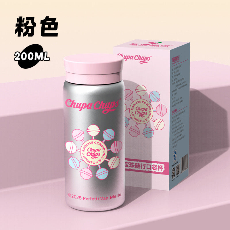 Bottles & Cups - Chupa Chups Mini Thermos Bottle 200ml-Pink - Goodie Goodie