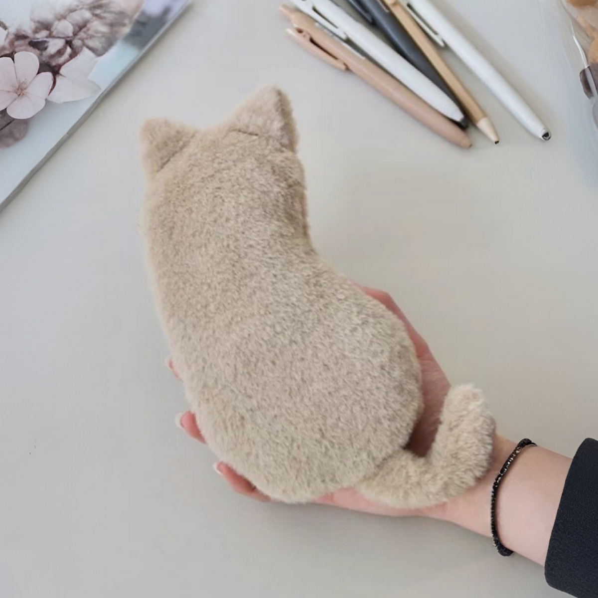Nakabayashi Cat Pen Plush Case - Brown