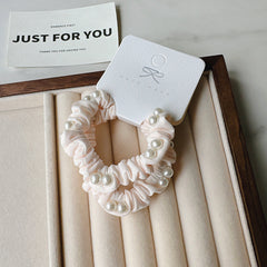Pearl Macaron Scrunchie Pack-Milky White