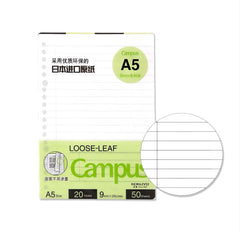 Kokuyo Campus Loose Leaf A5 20 Holes 9mm x 20 Lines 50 Sheets