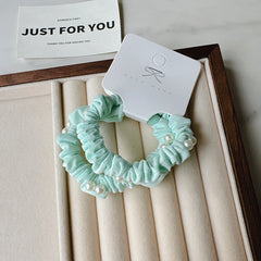 Pearl Macaron Scrunchie Pack-Green