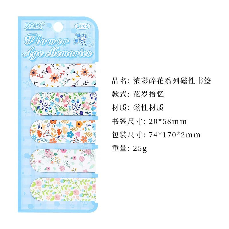 Plant and Floral Magnetic Bookmarks-5 Pieces