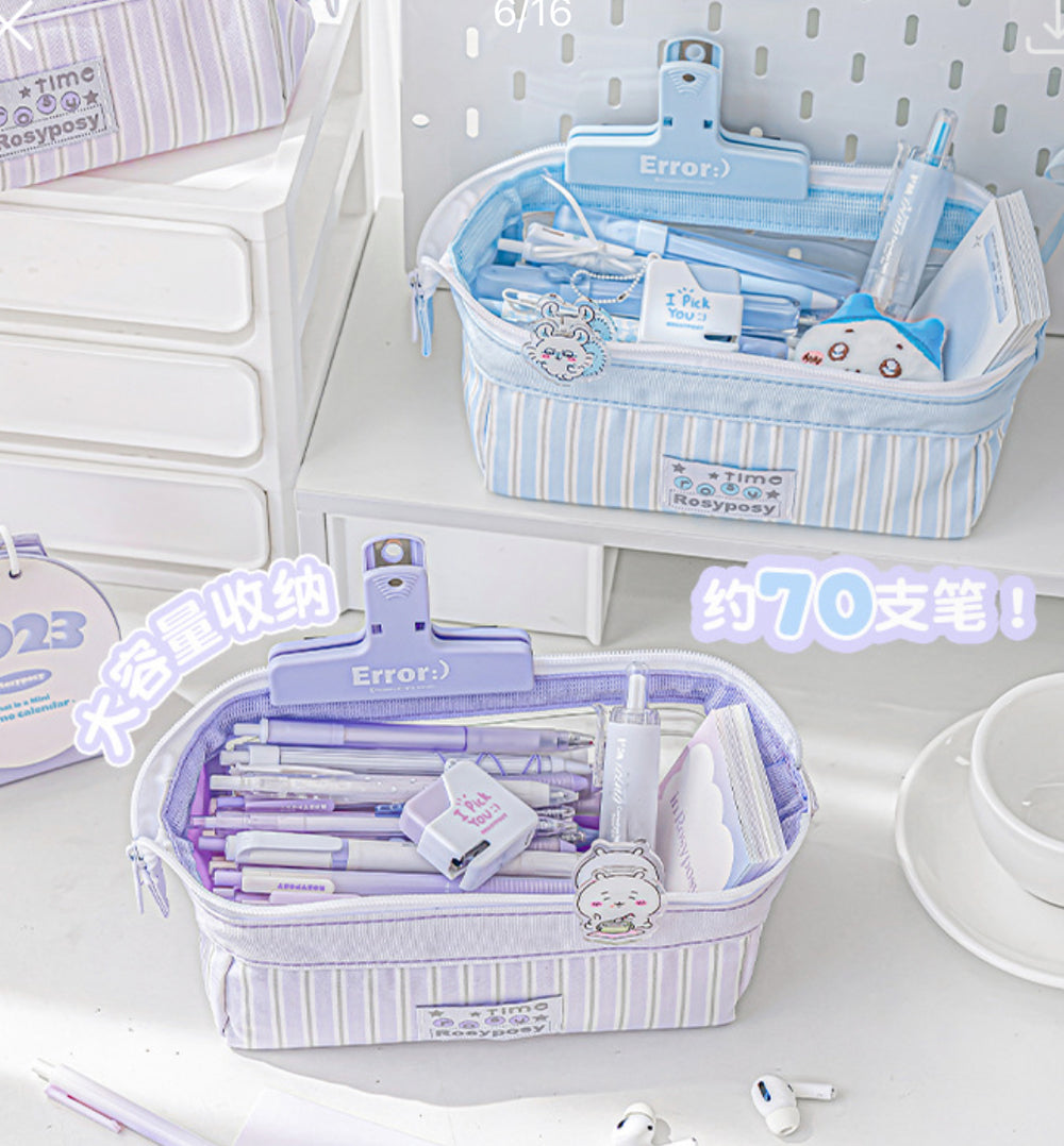 Stationery - Rosyposy Wide-Opening Pencil Case-Purple - Goodie Goodie