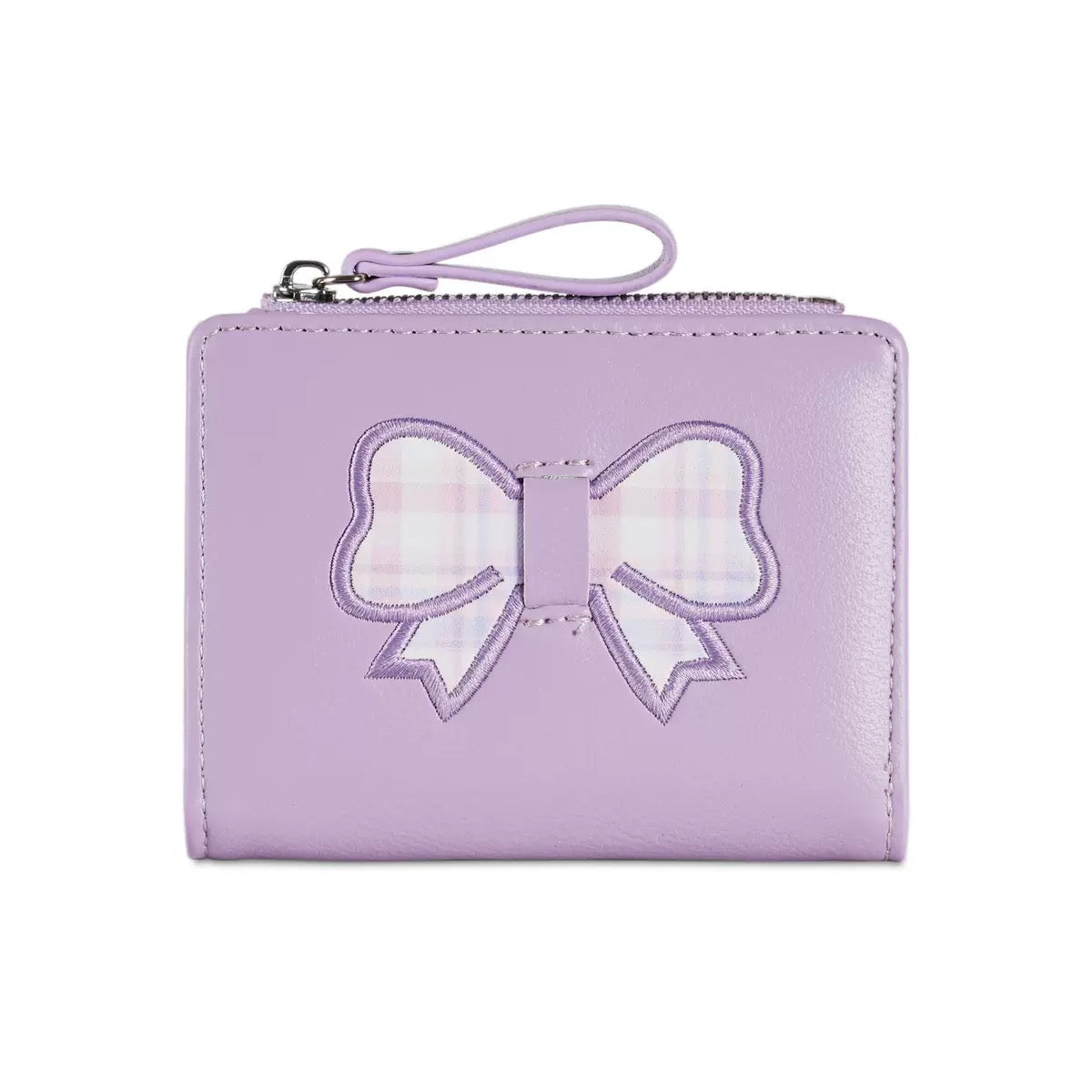 Plaid Bow Wallet-Purple