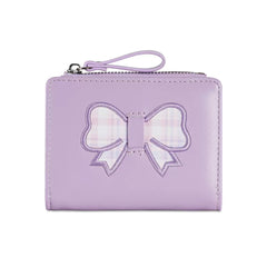 Plaid Bow Wallet-Purple