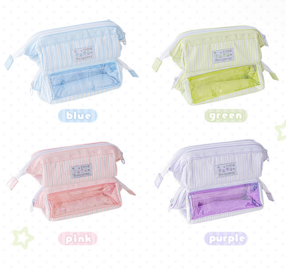 Stationery - Rosyposy Wide-Opening Pencil Case-Pink - Goodie Goodie