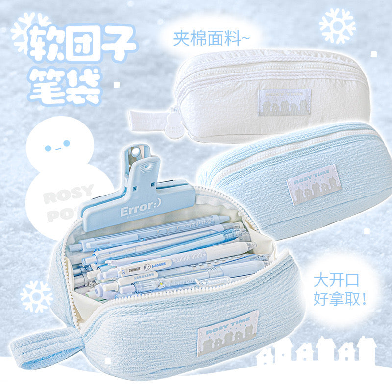 Rosyposy Large-Capacity Ultra-Soft Pencil Case-Blue