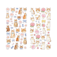 Sweet Cat & Floral PET Waterproof Stickers 2 Sheets #4