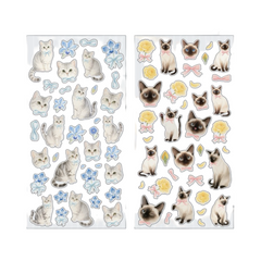 Sweet Cat & Floral PET Waterproof Stickers 2 Sheets #3