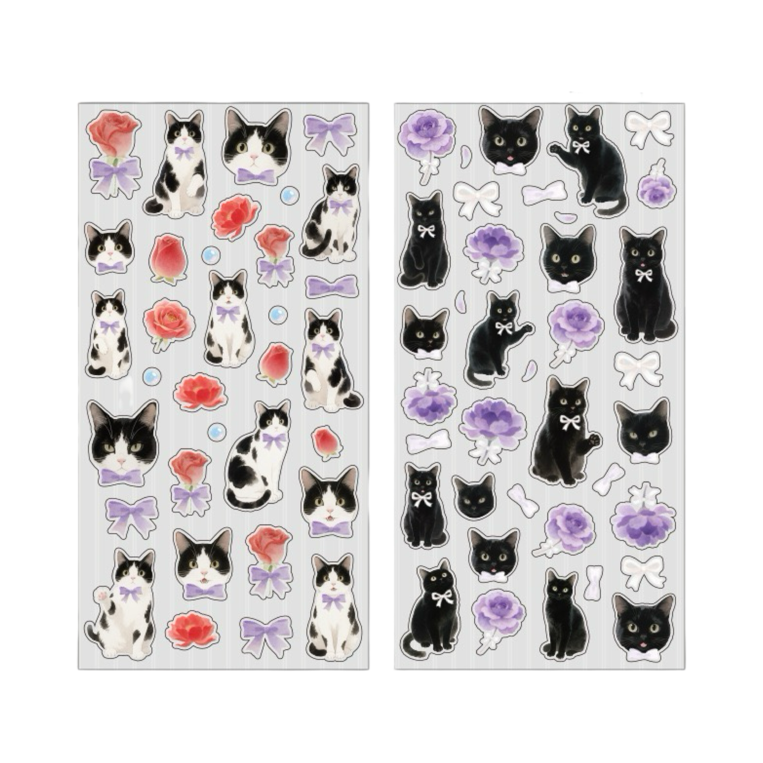 Sweet Cat & Floral PET Waterproof Stickers 2 Sheets #1