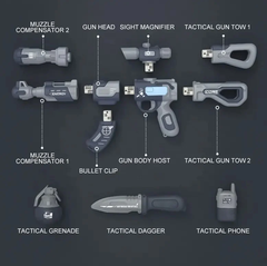 DIY Detachable Magnetic Gun Set Sound-producing Light-up Gun - Grey