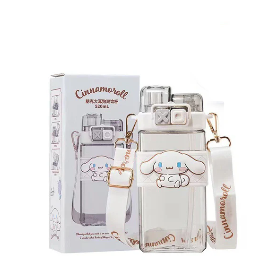 Sanrio Double Lids Plastic Water Bottle 520ml Cinnamoroll