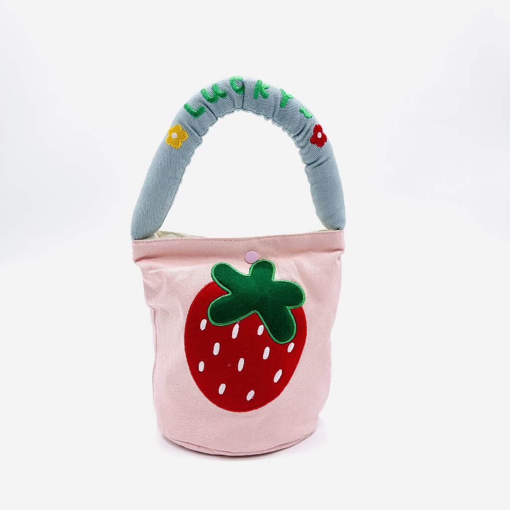 Strawberry Canvas bag pink