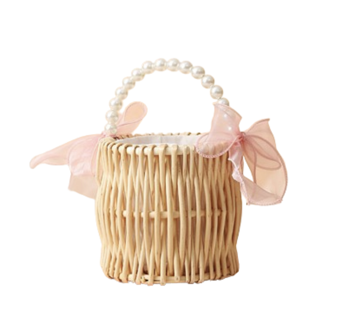 Pearl Bamboo Basket Pink 16*23cm