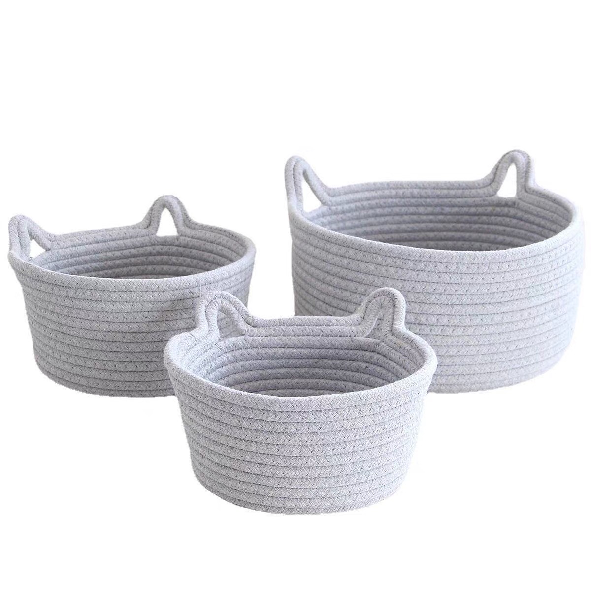 Goodiebag Cat Ear Woven Storage Basket Gray Small Size  18*10cm