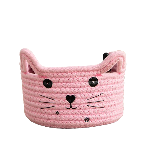 Goodiebag Cat Woven Storage Basket Pink  21*12cm