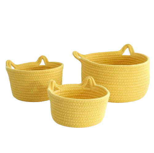 Goodiebag Cat Ear Woven Storage Basket Yellow Small Size  18*10cm